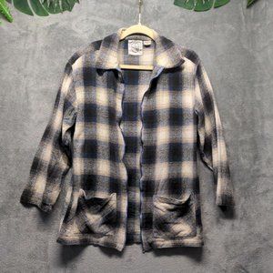 Vintage Committed  Women Thick Flannel Shirt Winter Zip Plaid SMALL